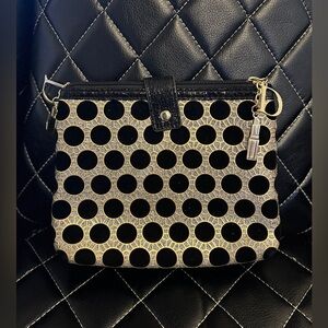 Dior Black Velvet Gold Double Zippered Cosmetic Makeup Bag Pouch with Charms